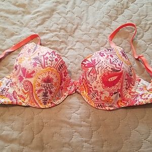 Peach paisley push up bra